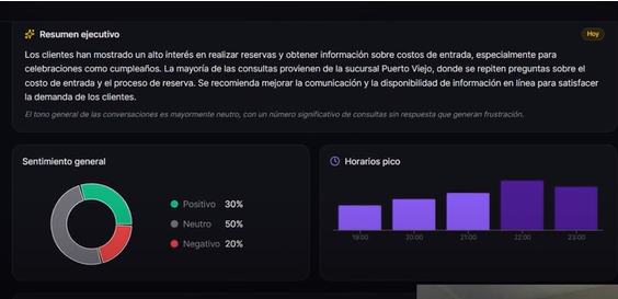 Captura real de dashboard con metricas e insights.